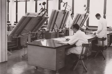 Konstruktionsbüro für Werkzeuge und Sondermaschinen, 1961. (Quelle: BSH Konzernarchiv)