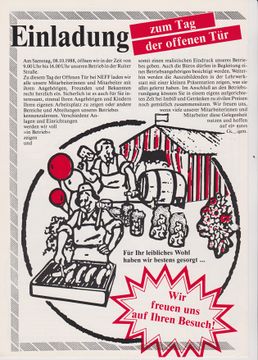 Unsere Zeitung, 1. Ausgabe vom Oktober 1988 Bretten/Neff: Unsere Zeitung Für die Belegschaft von Neff erscheint am Standort Bretten ab dem Oktober 1988 „Unsere Zeitung“.