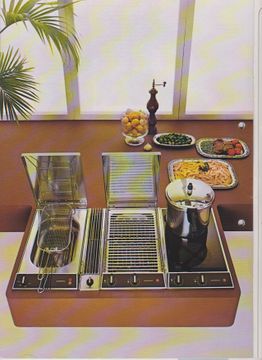 1976 Muldenlüftung von Gaggenau Luft nach unten Als Element der Küchenserie Vario bringt Gaggenau 1976 eine Neuheit auf den Markt: die Muldenlüftung. Geräuscharm und effektiv saugt sie Dämpfe und Gerüche auf der Ebene ihrer Entstehung ab, bevor sich diese verbreiten können.