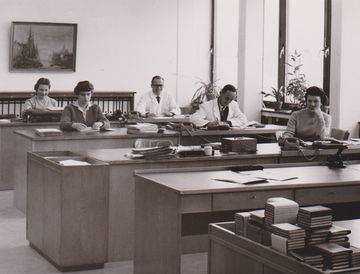 Büro Technische Werkleitung BTW, 1956. (Quelle: BSH Konzernarchiv)